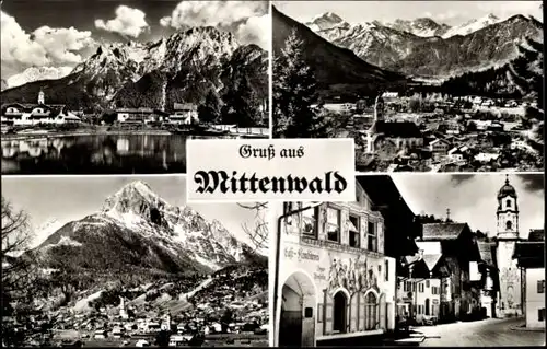 Ak Mittenwald in Oberbayern, Berge, Kirche