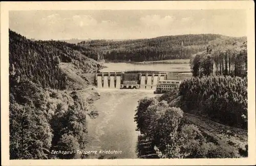 Ak Kriebstein Sachsen, Zschopau Talsperre, Staumauer