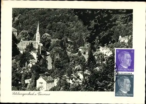 Ak Schlangenbad im Taunus Hessen, Teilansicht, Kirche