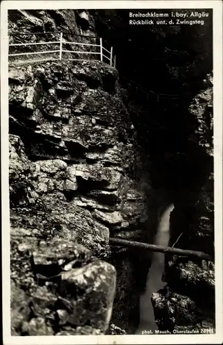 Ak Tiefenbach Oberstdorf im Oberallgäu, Breitachklamm, Rückblick unter den Zwingsteg