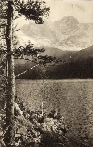 Ak Grainau in Oberbayern, Eibsee, Zugspitze