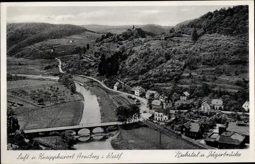 Ak Arnsberg im Hochsauerlandkreis, Blick ins das Ruhrtal, Jägerbrücke, Flusspartie