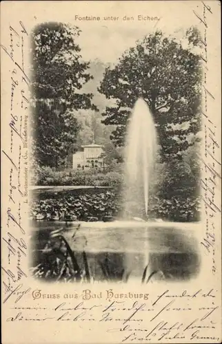 Ak Bad Harzburg am Harz, Fontaine unter den Eichen