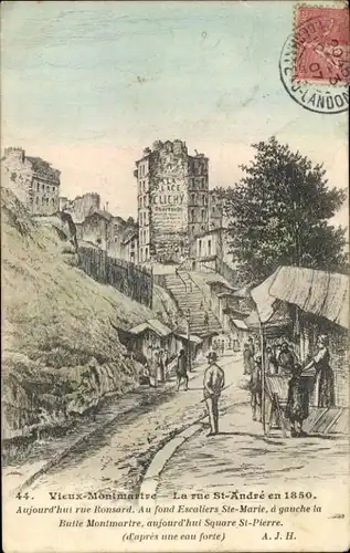 Künstler Ak Paris XVIII. Montmartre, Rue St-André im Jahr 1850