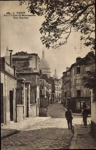 Ak Paris XVIII. Montmartre, Basilika Sacré-Coeur, Rue Norvius