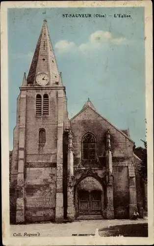 Ak Saint Sauveur Oise, l'Eglise