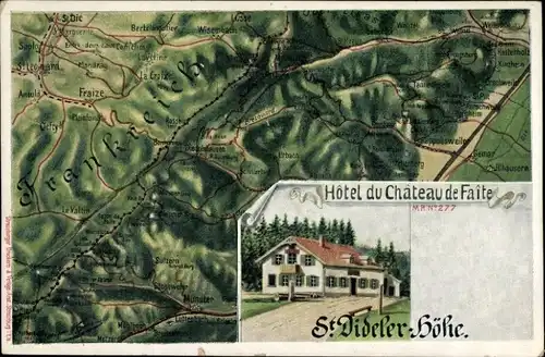 Landkarten Ak Saint Dié des Vosges, St. Dideler Höhe, Hotel du Château du Faîte
