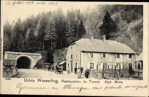 Ak Urbes Wesserling Elsass Haut Rhin, Restaurant am Tunnel