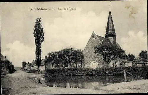 Ak Saint Maur Val de Marne, La Place de Église