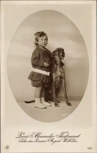 Ak Prinz Alexander Ferdinand von Preußen, Portrait mit Hund