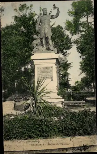 Ak Alès Alais Gard, Statue de Pasteur