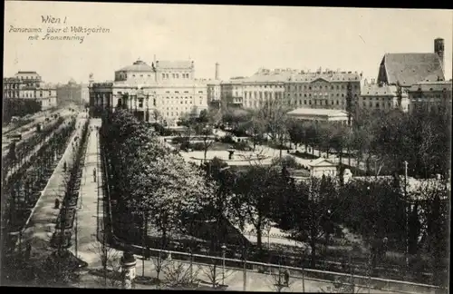 Ak Wien 1 Innere Stadt, Panorama über den Volksgarten mit Franzenring