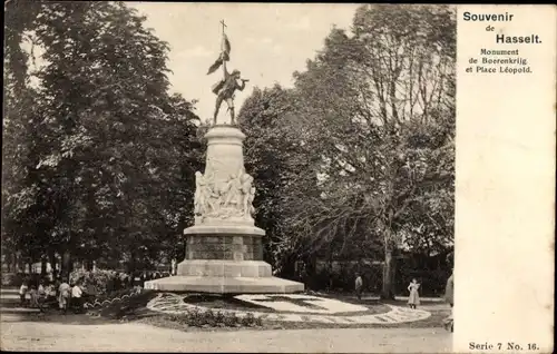 Ak Hasselt Flandern Limburg, Burenkrieg Denkmal, Place Leopold