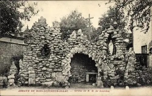 Ak Oostacker Lourdes Ostflandern, Abbaye de Bois-Seigneur-Isaac, Grotte de N.D. de Lourdes