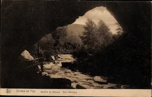 Ak Grotte de Han Han sur Lesse Wallonien Namur, Gouffre de Belvaux, Vue Interieure