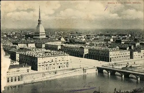 Ak Torino Turin Piemonte, Panorama, Brücke, Turm