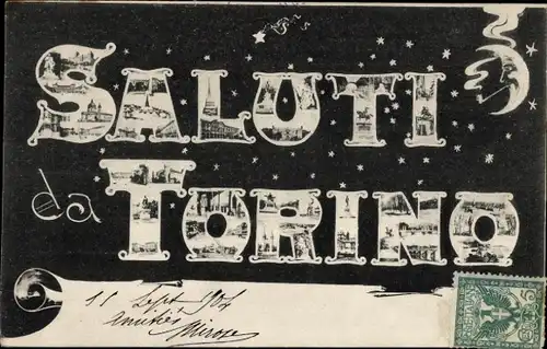 Buchstaben Ak Torino Turin Piemonte, Teilansichten