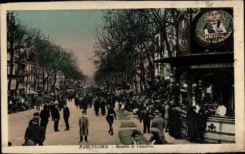 Ak Barcelona Katalonien, Rambla de Canaletas, Kiosk
