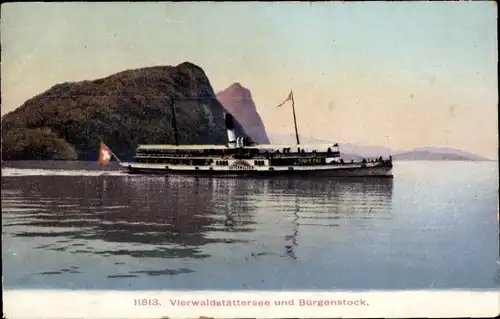 Ak Vierwaldstättersee Kanton Uri, Dampfer Unterwalden, Bürgenstock