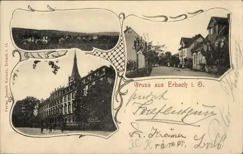 Ak Erbach im Odenwald Hessen, Gesamtansicht, Straßenpartie, Amtsgebäude