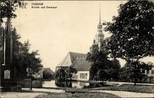 Ak Itzehoe in Holstein, Kirche und Denkmal