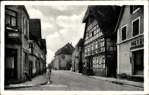 Ak Kandel in der Pfalz Bienwald, mittlere Hauptstraße mit Rathaus