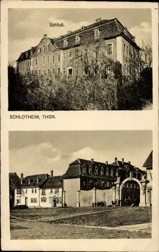 Ak Schlotheim Thüringen, Ansicht vom Schloss, Einfahrtstor