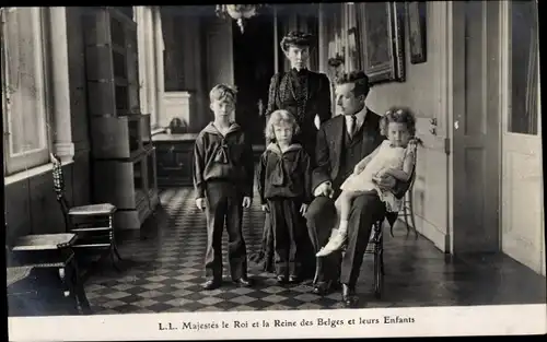 Ak König Albert I. von Belgien, Elisabeth Gabriele in Bayern, Kinder