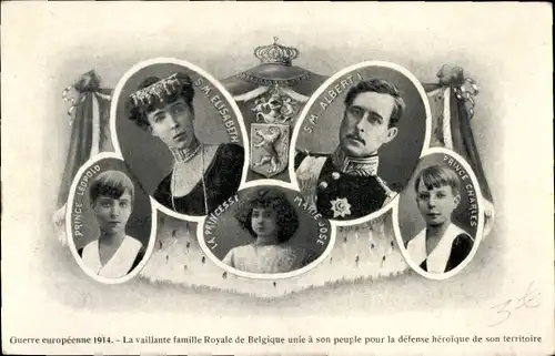 Ak König Albert I. von Belgien, Königin Elisabeth Gabriele, Leopold, Marie Jose, Charles