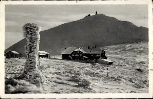 Ak Pec pod Sněžkou Petzer Riesengebirge Region Königsgrätz, Riesenbaude, Bouda v Obřím Dole