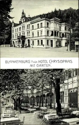 Ak Bad Blankenburg in Thüringen, Hotel Chrysopras mit Garten