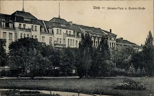 Ak Słupsk Stolp Pommern, Schraderplatz, Blumenstraße