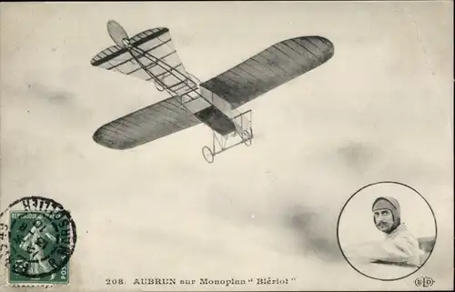 Ak Aubrun im Eindecker Bleriot