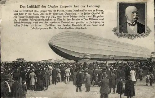 Ak Ferdinand Graf von Zeppelin, Luftschiff bei der Landung