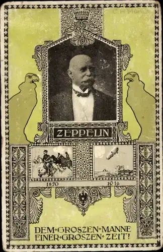 Passepartout Ak Ferdinand Graf von Zeppelin, Portrait