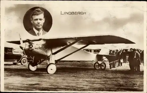 Ak Charles Lindbergh, Pilot, Flugzeug, Flugpionier