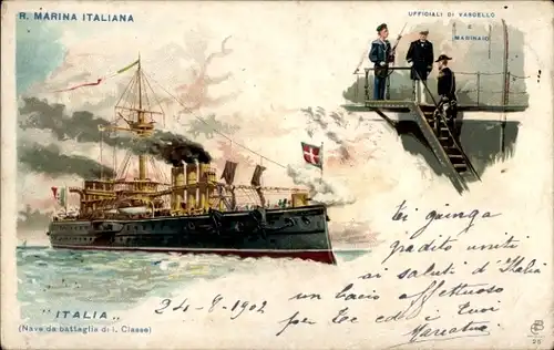 Litho Italia, Italienisches Kriegsschiff, Italienische Marine, Seeleute