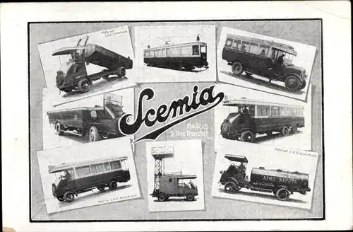 Ak Reklame, Scemia-Nutzfahrzeuge, Autobus, Straßenbahn