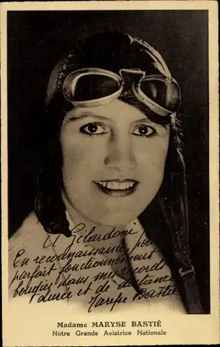 Ak Madame Maryse Bastie, unsere große Nationalfliegerin