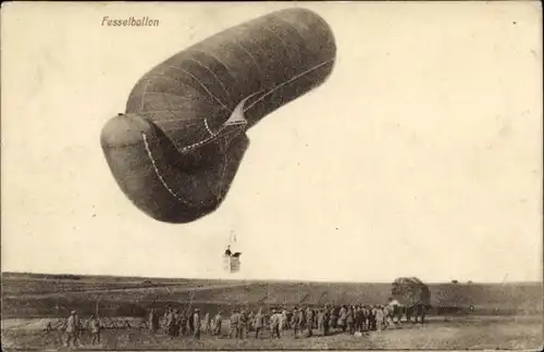 Ak Fesselballon, Militär, Befestigungen, Seile