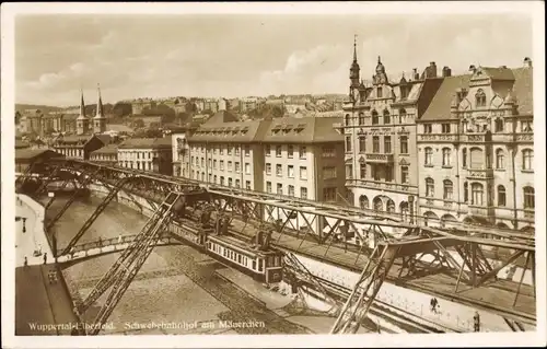 Ak Elberfeld Wuppertal, Schwebebahnhof am Mäuerchen