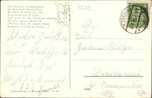 Ak Spreewald, Lustige Sängerfahrt, Frauen in Tracht