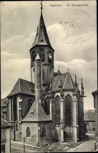 Ak Haguenau Hagenau im Elsass Bas Rhin, St. Georgskirche