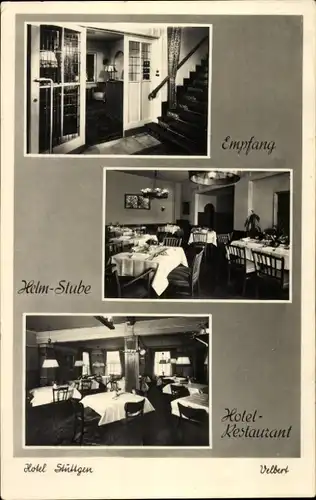 Ak Velbert im Rheinland, Hotel Stüttgen, Restaurant, Helm-Stube, Empfang