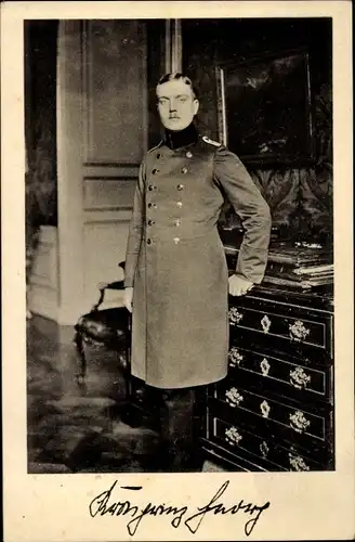 Ak Kronprinz Georg von Sachsen, Portrait, Uniform, Roter Kreuz Tag 1914