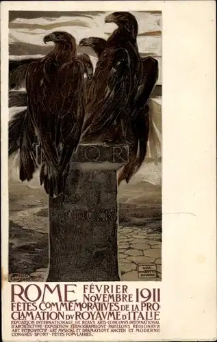 Künstler Ak Roma Rom Lazio, Exposition Internationale 1911, Kunstausstellung, Adler