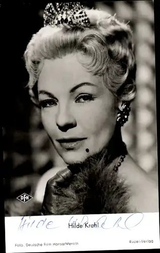 Ak Schauspielerin Hilde Krahl, Portrait, Film Das Glas Wasser, Autogramm