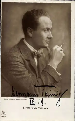 Ak Schauspieler Hermann Thimig, Portrait, Autogramm