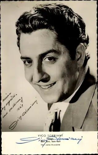 Ak Schauspieler und Sänger Vico Torriani, Portrait, Autogramm