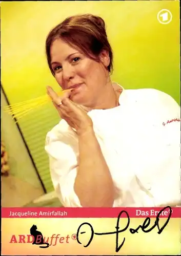 Ak Schauspielerin Jacqueline Amirfallah, Portrait, Autogramm, ARD-Buffet